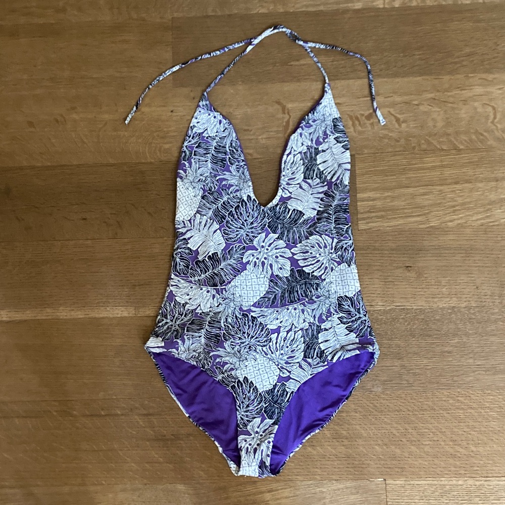 Onia Purple and White Floral One Piece Swimsuit